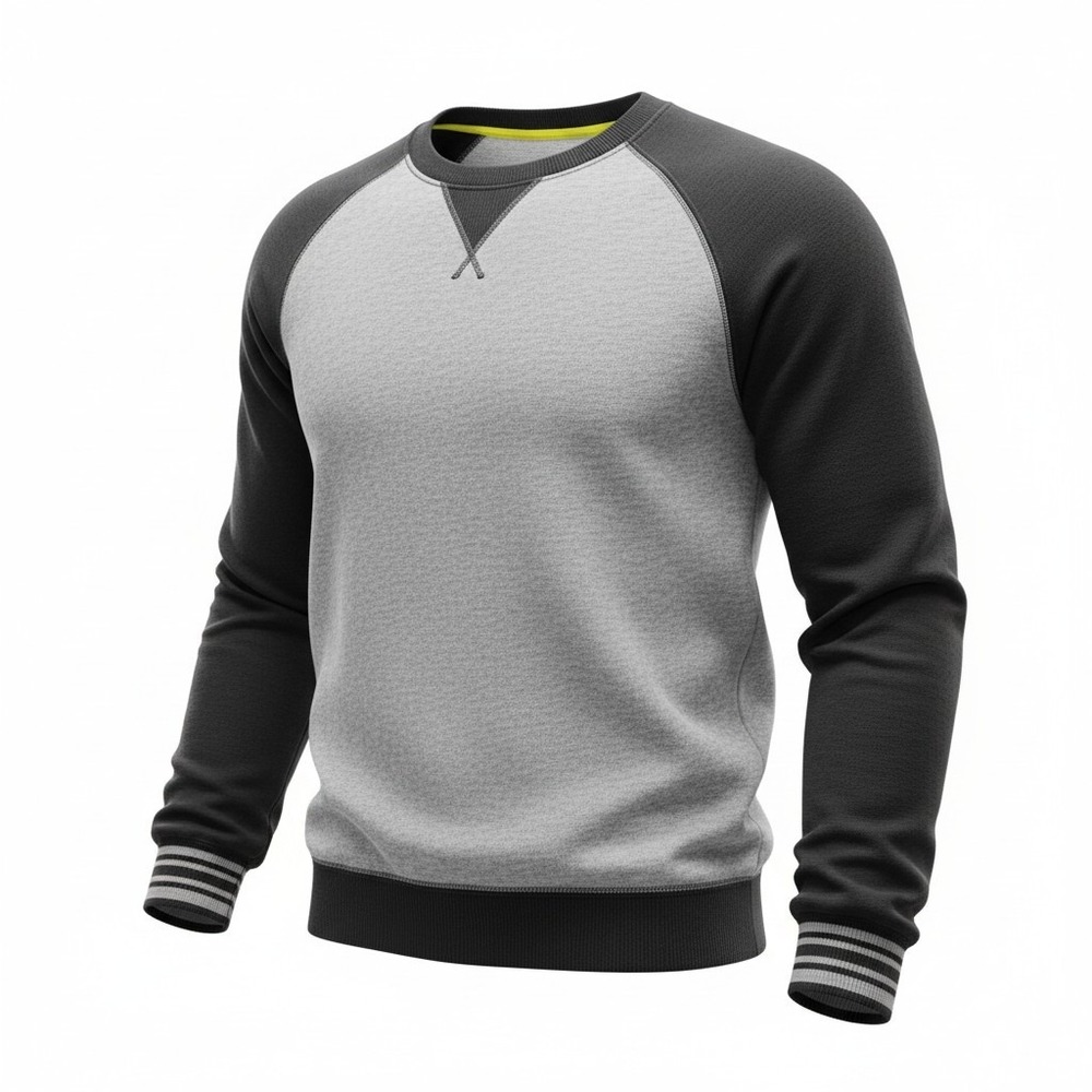 Athletic Works Boys L 10-12 Fleece Sweatshirt Charcoal Grey Black Raglan Top NEW